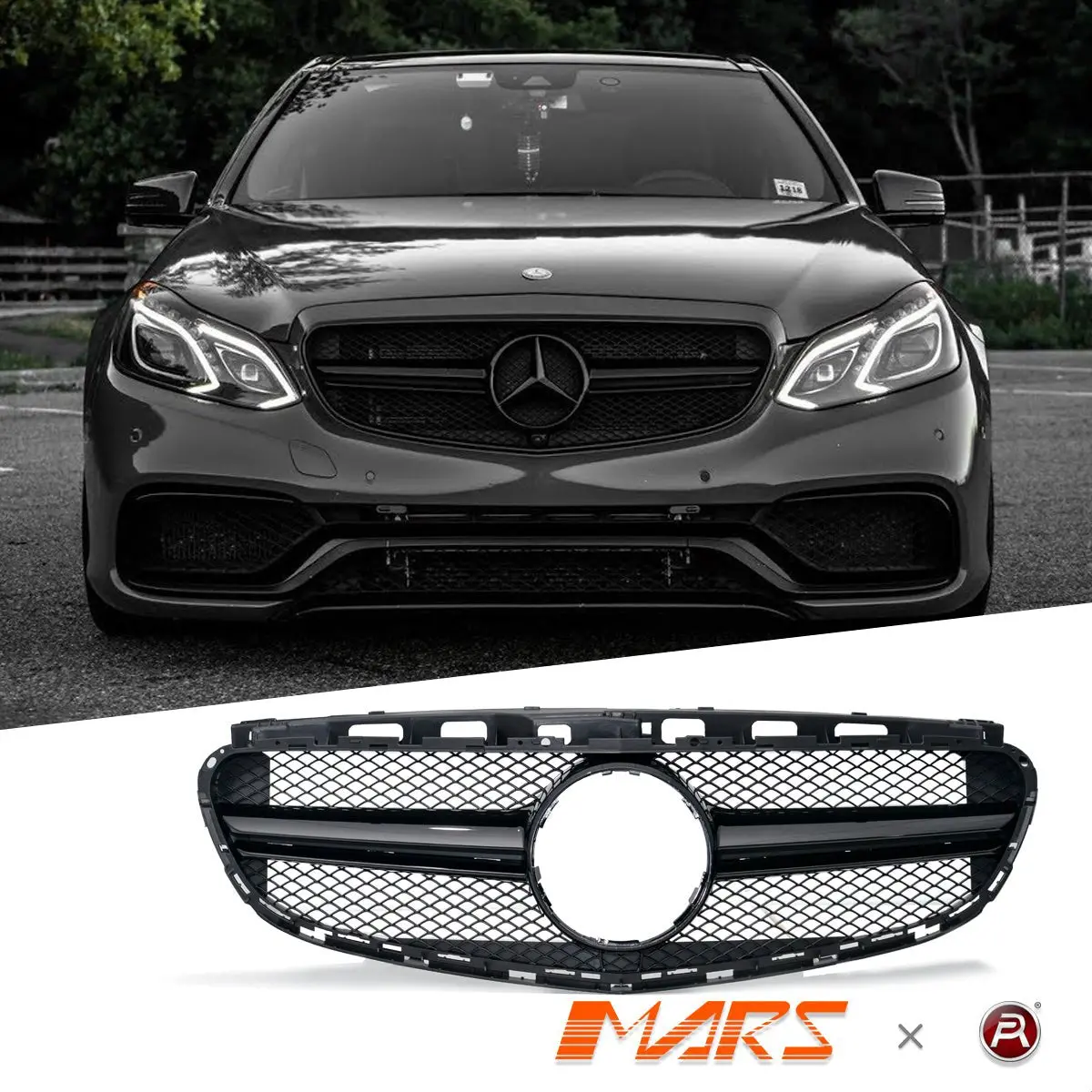 Gloss Black Amg E63 Style Front Bumper Bar Grille Grill Bodykit For Mercedes-Benz E-Class W212 2014-2016 1