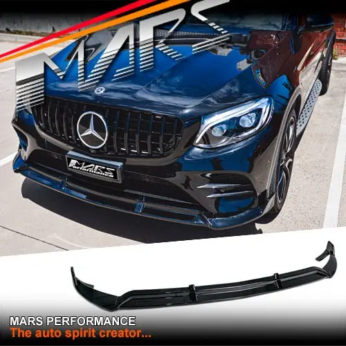 Gloss Black Brabus Style Front Bumper Bar Lip Spoiler Bodykit For Mercedes-Benz 2015-2019 Glc-Class X253 C253 Amg Pack & Glc43 1
