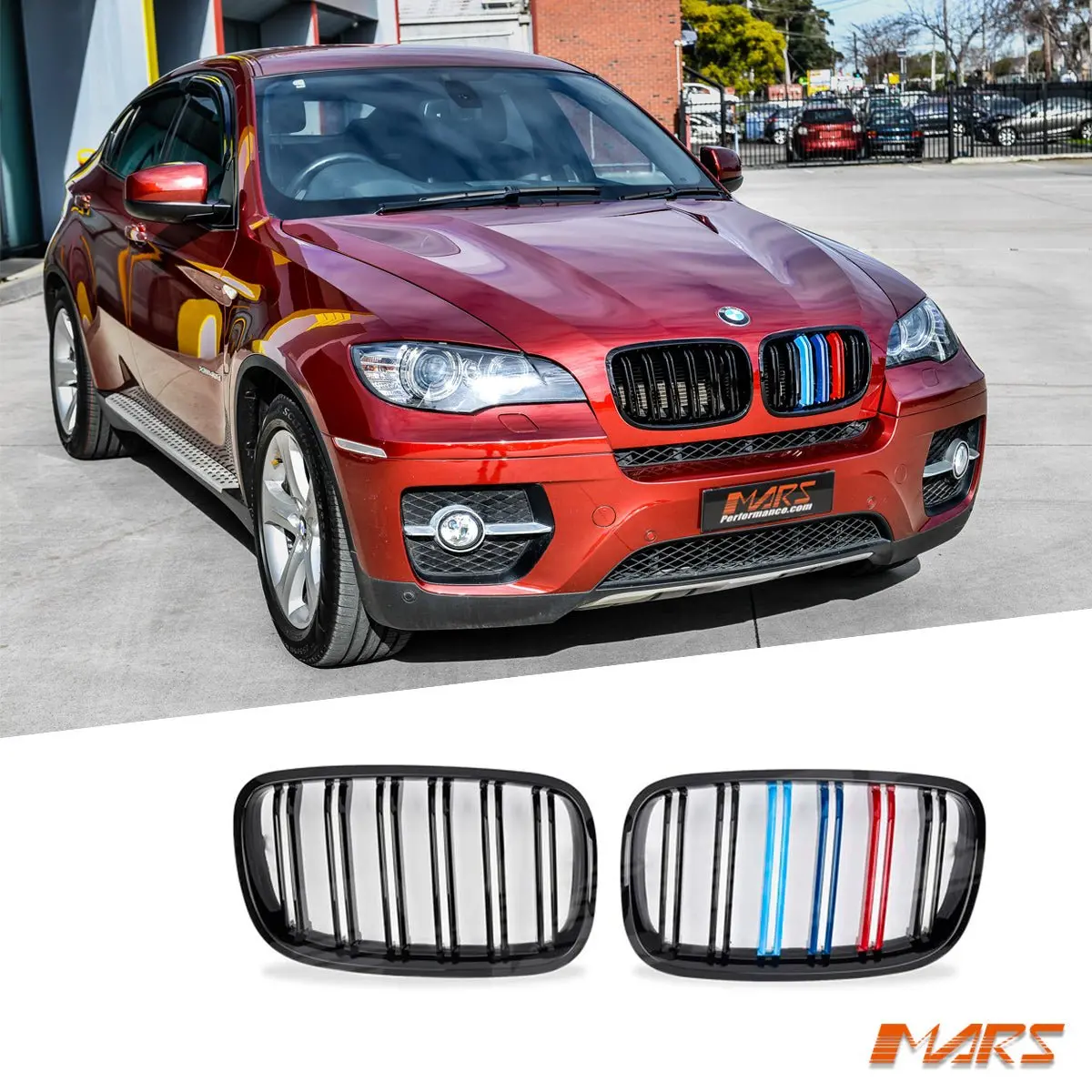 Gloss Black F86 X5m X6m Style Front Kidney Grille Grill Bodykit With Colour Stripes For Bmw X5 E70 & X6 E71 1
