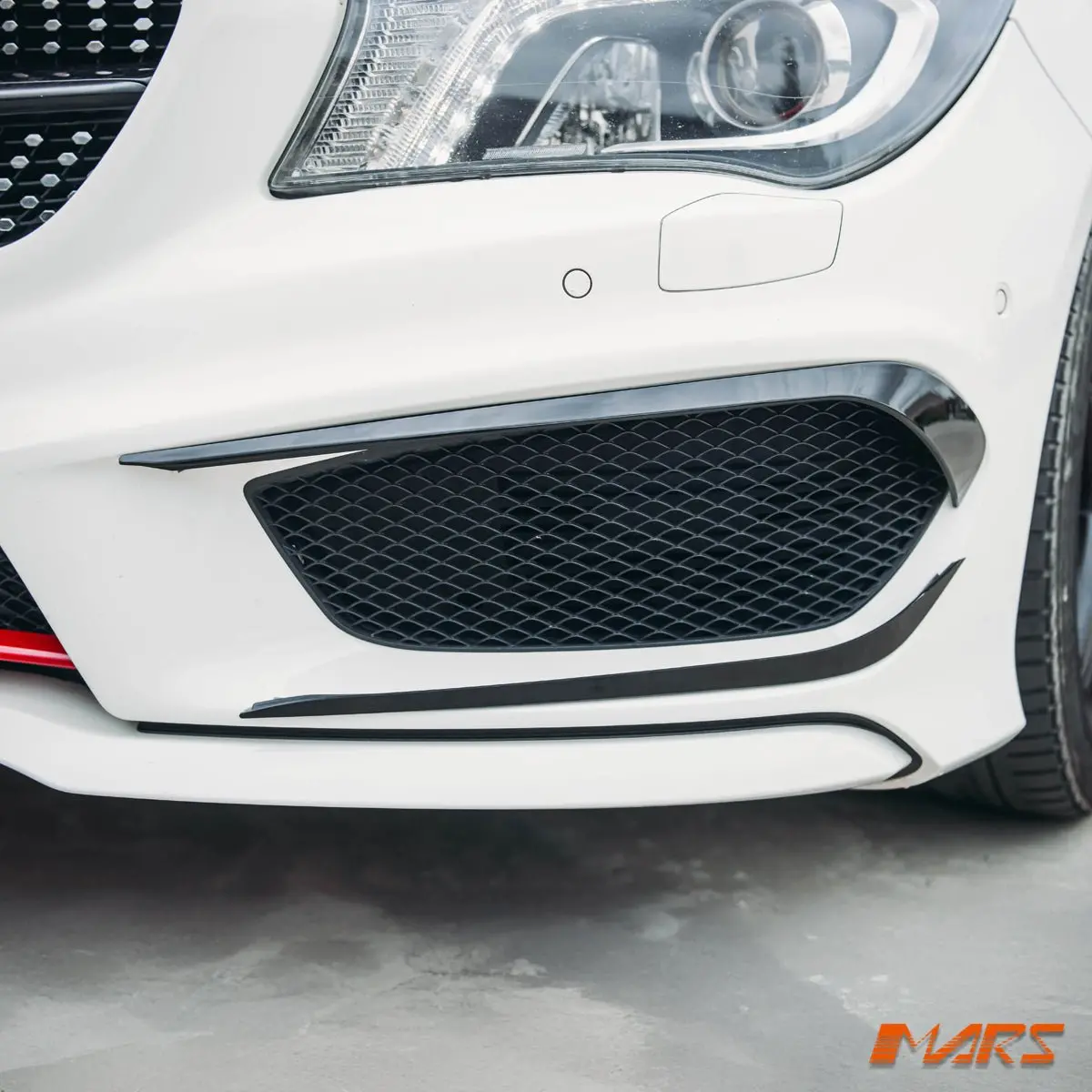 Gloss Black Front Bumper Bar Canards Blades Bodykit For Mercedes-Benz Cla Class C117 X117 Sport Package & Cla45 Amg 2013-2016 1