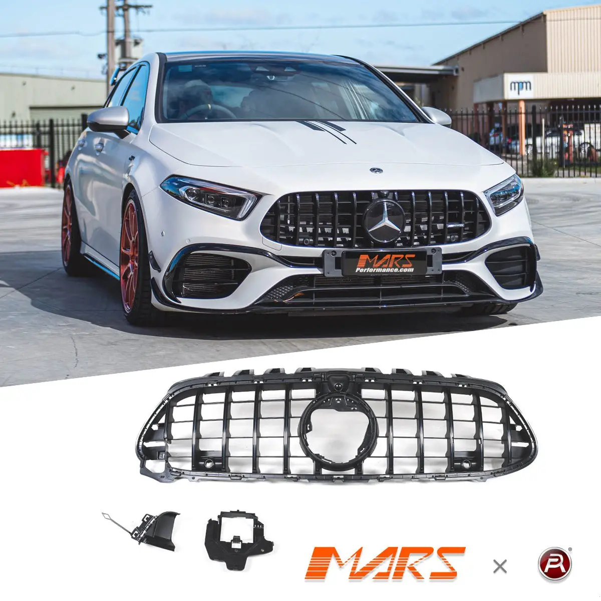 Gloss Black Front Bumper Bar Grill For Mercedes-Benz A45 A45s Amg W177 Hatch 2018-2024 1