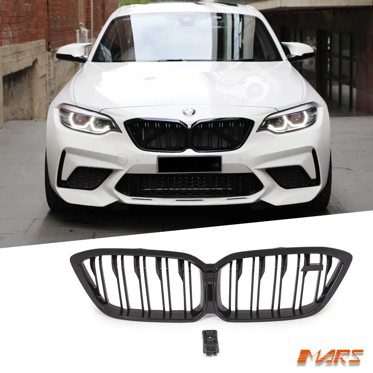 Gloss Black Front Bumper Bar Kidney Grille Grill Bodykit For Bmw F87 M2 Competition M2c 1