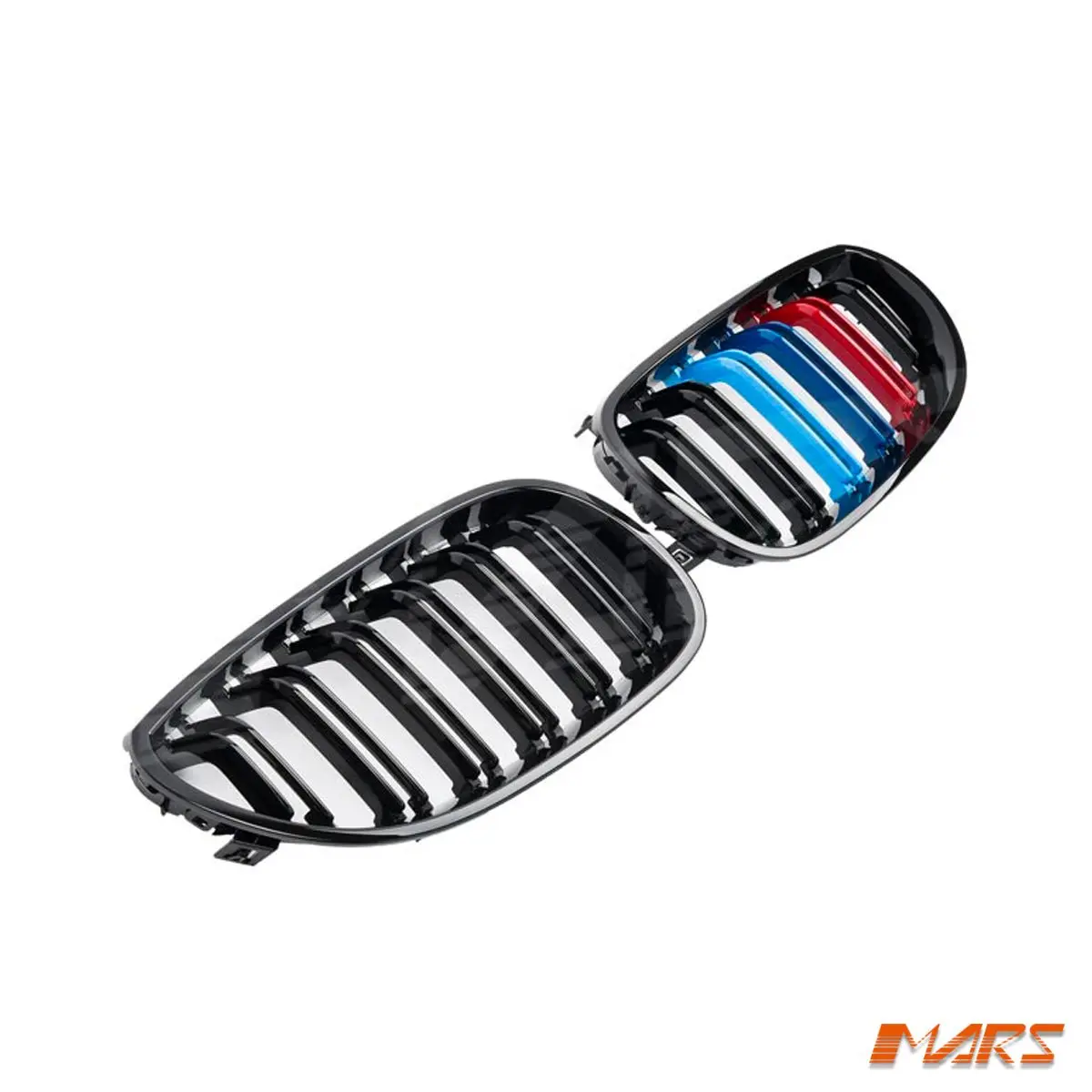Gloss Black Front Bumper Bar Kidney Grille Grill Bodykit With Colour Stripes For Bmw 5-Series E60 E61 2003-2009 & M5 1