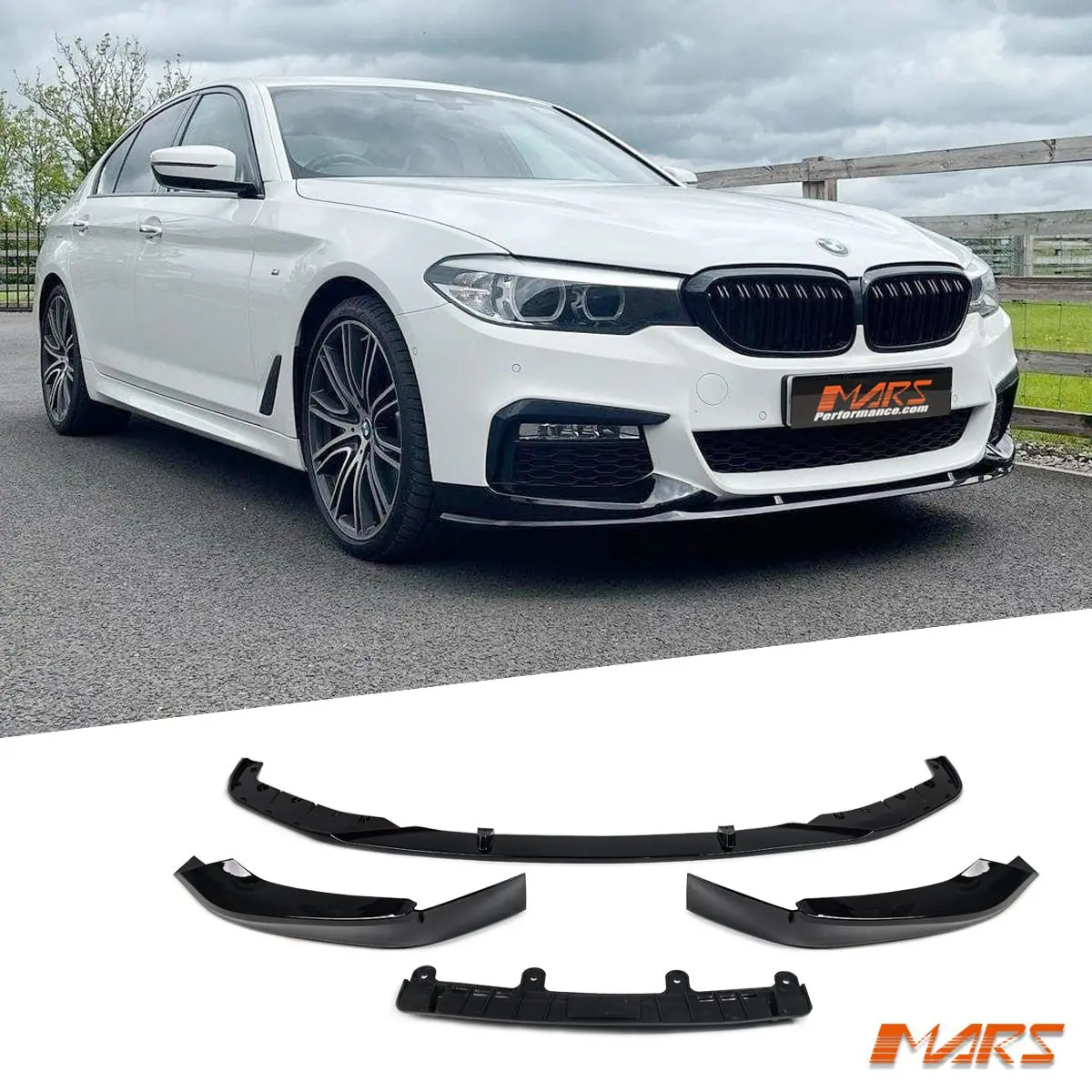 Gloss Black Front Bumper Bar Lip Spoiler Bodykit For Bmw 5-Series G30 Sedan & G31 Wagon 2017-2020 Pre Lci 1