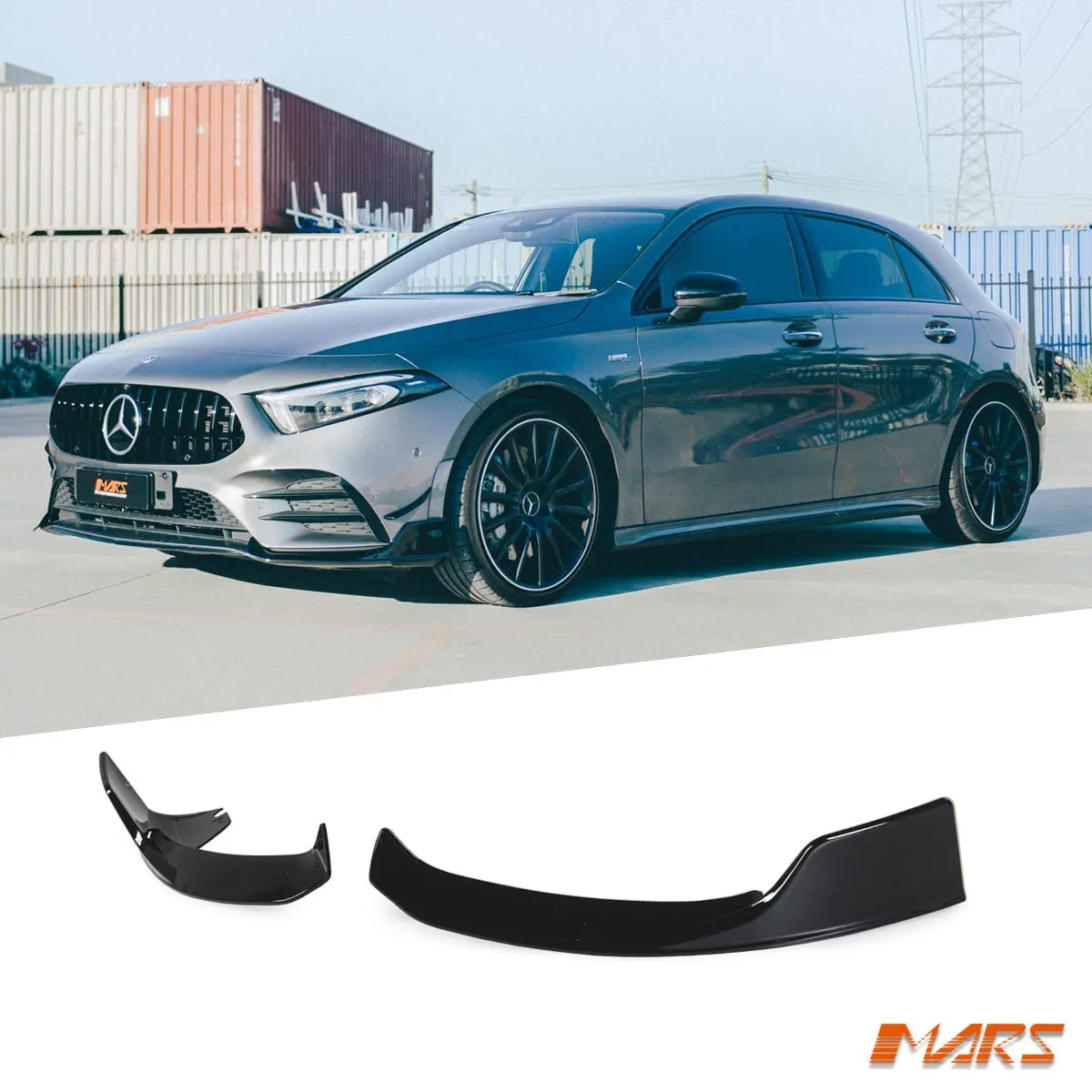 Gloss Black Front Bumper Bar Lower Lip Splitters Spoiler Bodykit For Mercedes-Benz A-Class W177 V177 & A35 Amg 2018-2023 1