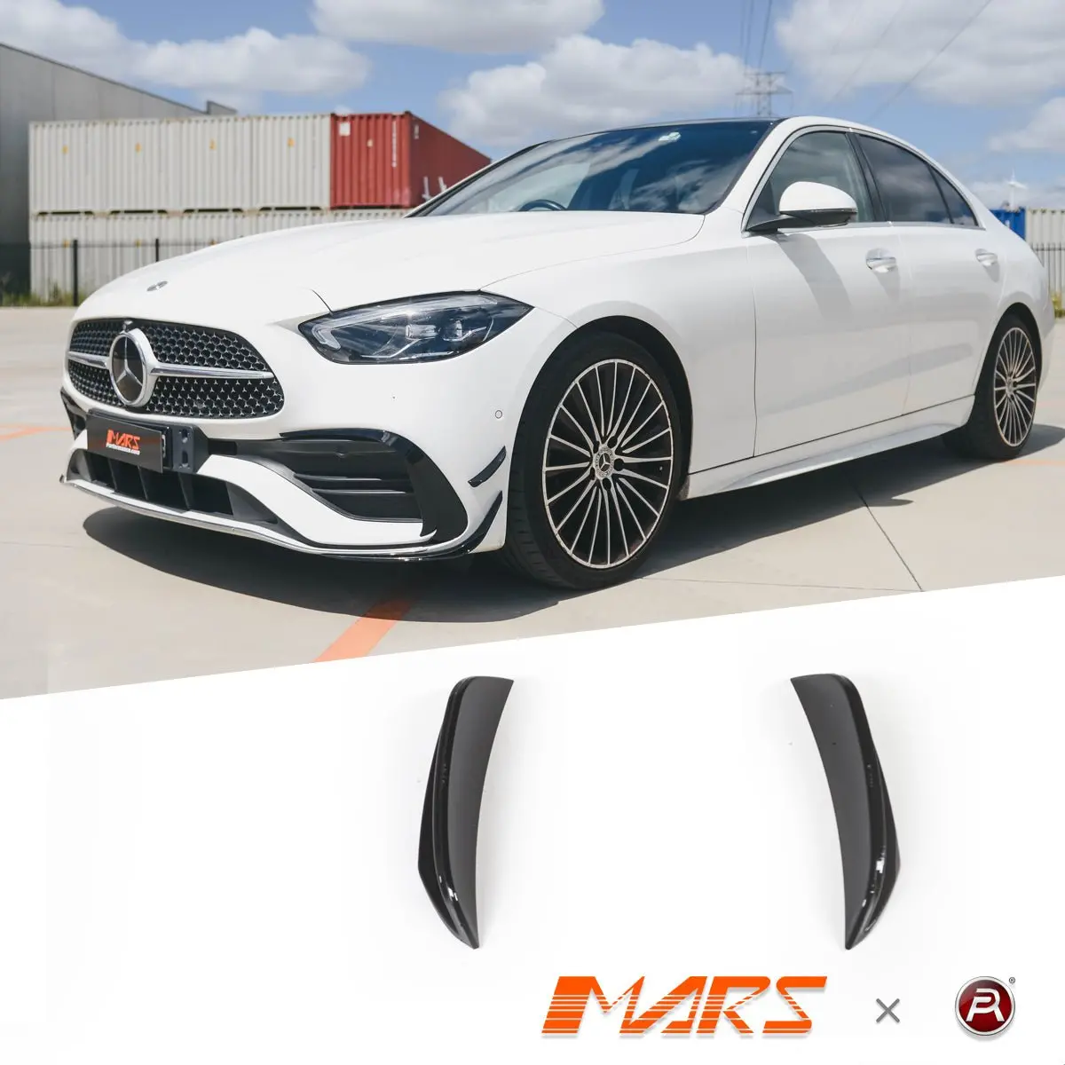 Gloss Black Front Bumper Bar Side Blade Canards Bodykit For Mercedes-Benz C-Class W206 With Amg Sport Bumper Bar & C43 2022-2025 1
