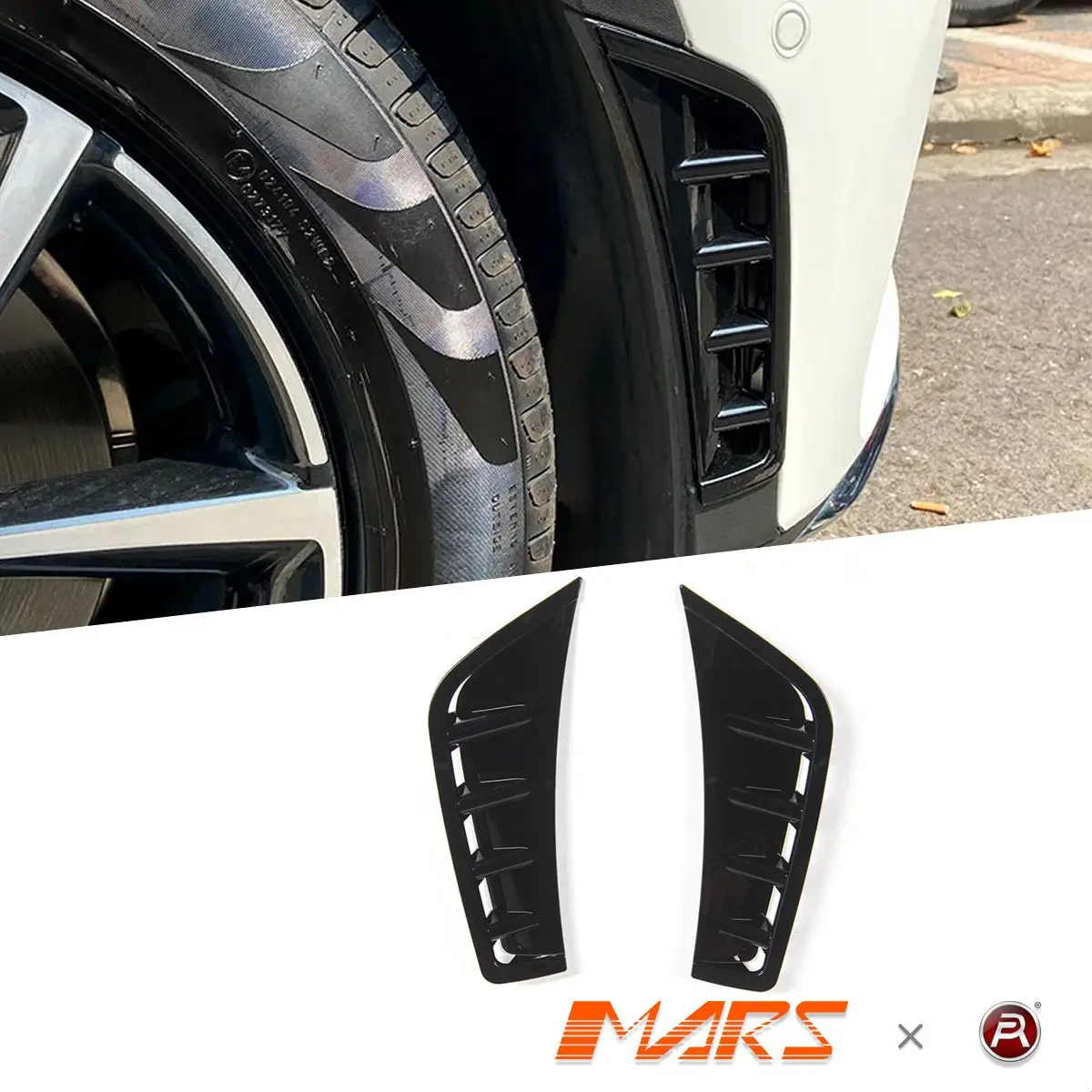 Gloss Black Front Bumper Bar Side Vent Cover Blade For Mercedes-Benz Glc-Class 2019-2023 X253 Hatch / C253 Coupe & Glc43 Amg Bodykit 1
