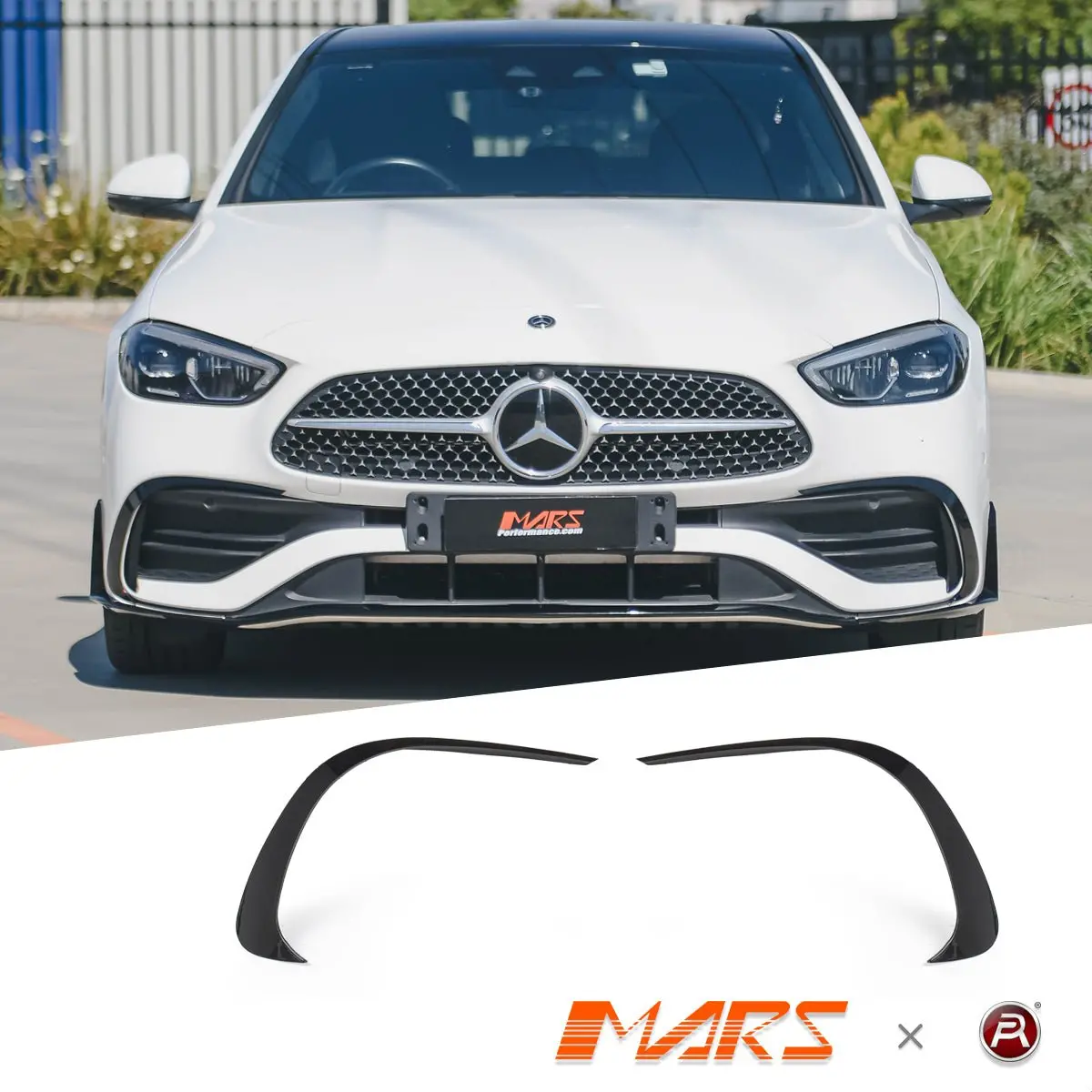 Gloss Black Front Bumper Bar Upper Blade Canards Bodykit For Mercedes-Benz C-Class W206 With Amg Sport Bumper Bar & C43 2022-2025 1