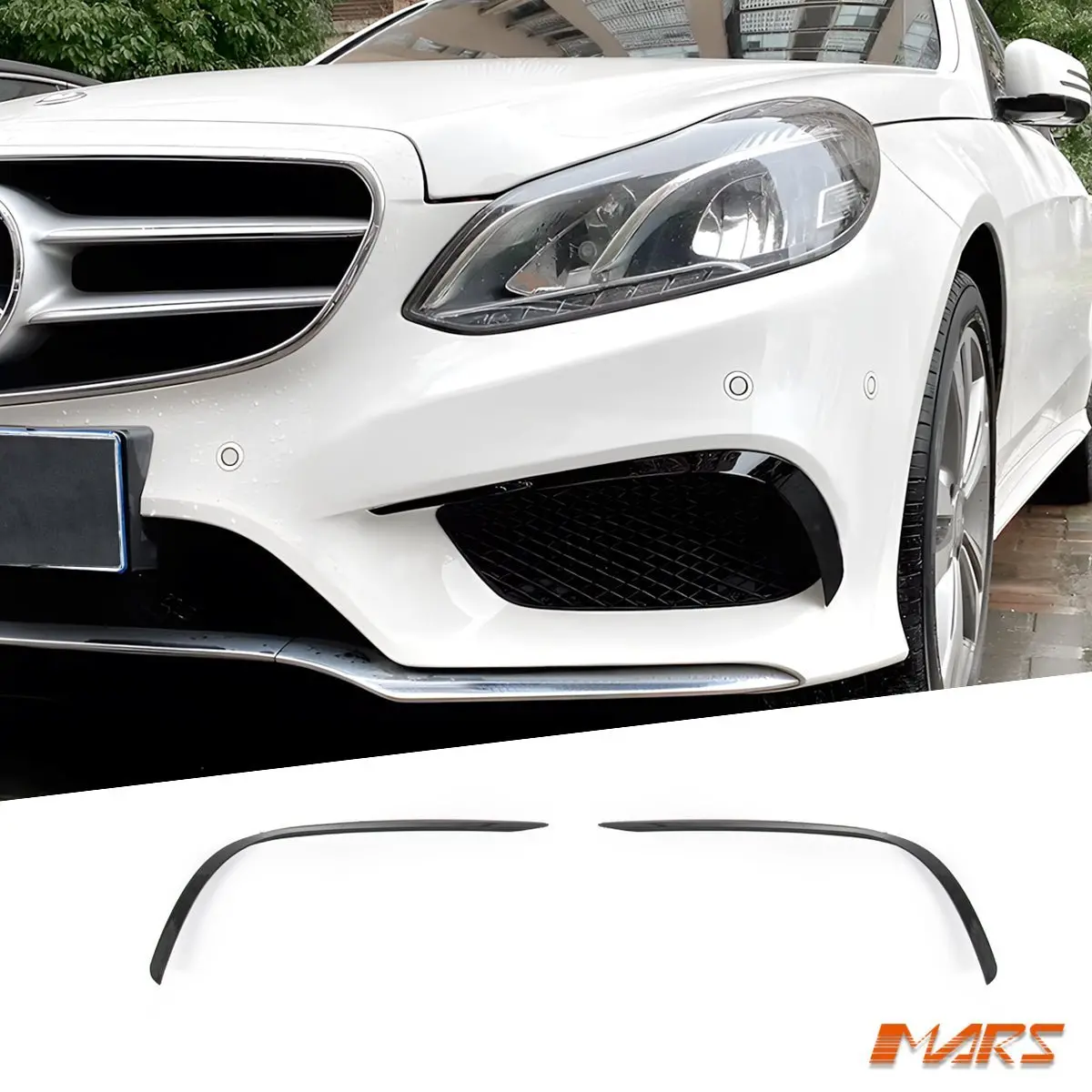 Gloss Black Front Bumper Bar Upper Canards Blades Lip Spoiler Bodykit For Mercedes-Benz E-Class W212 2014-2016 With Amg Sport Package 1