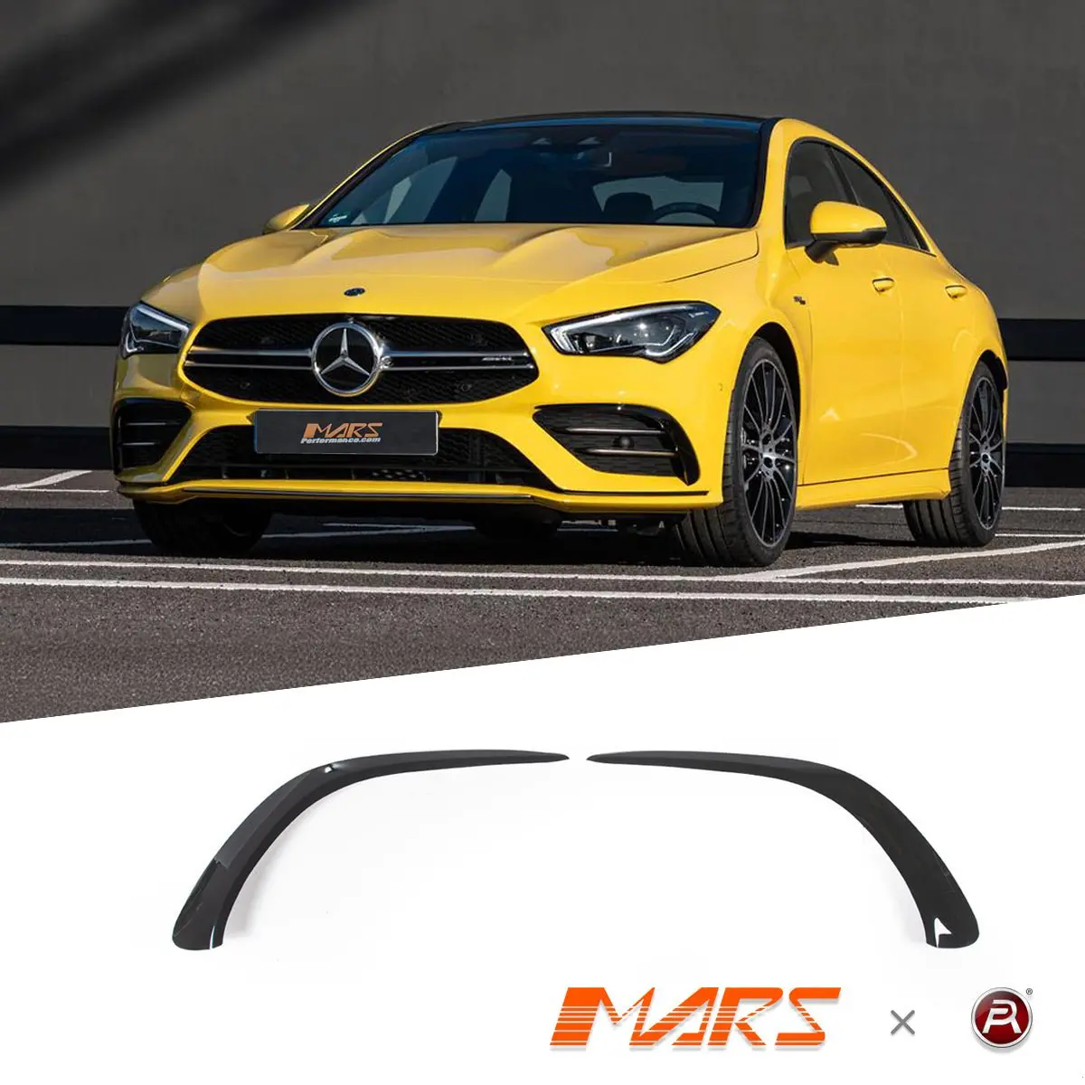 Gloss Black Front Bumper Bar Upper Canards Blades Lip Spoiler Bodykit For Mercedes-Benz Cla-Class C118 W118 2018-2024 & Cla35 Amg 1