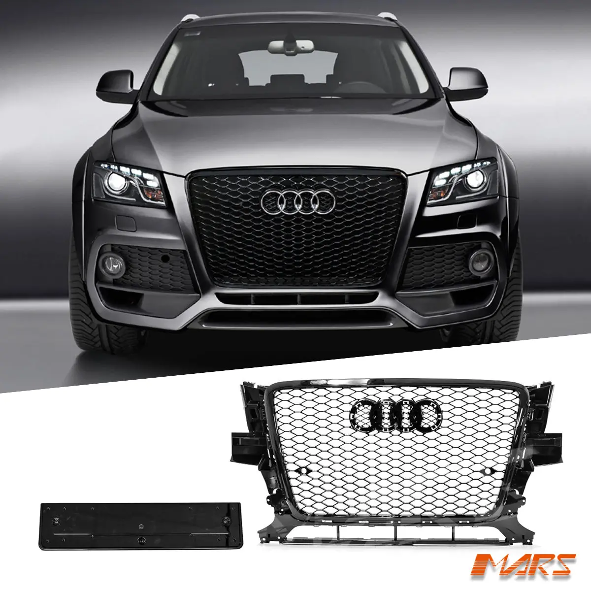 Gloss Black Honeycomb Rs-Q5 Style Front Bumper Bar Grille Grill Bodykit For Audi Q5 8R 2009-2012 1