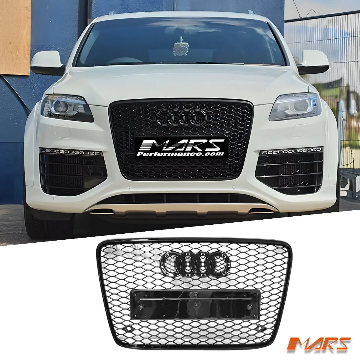 Gloss Black Honeycomb Rs-Q7 Style Front Bumper Bar Grille Grill Bodykit For Audi Q7 2006-2015 1