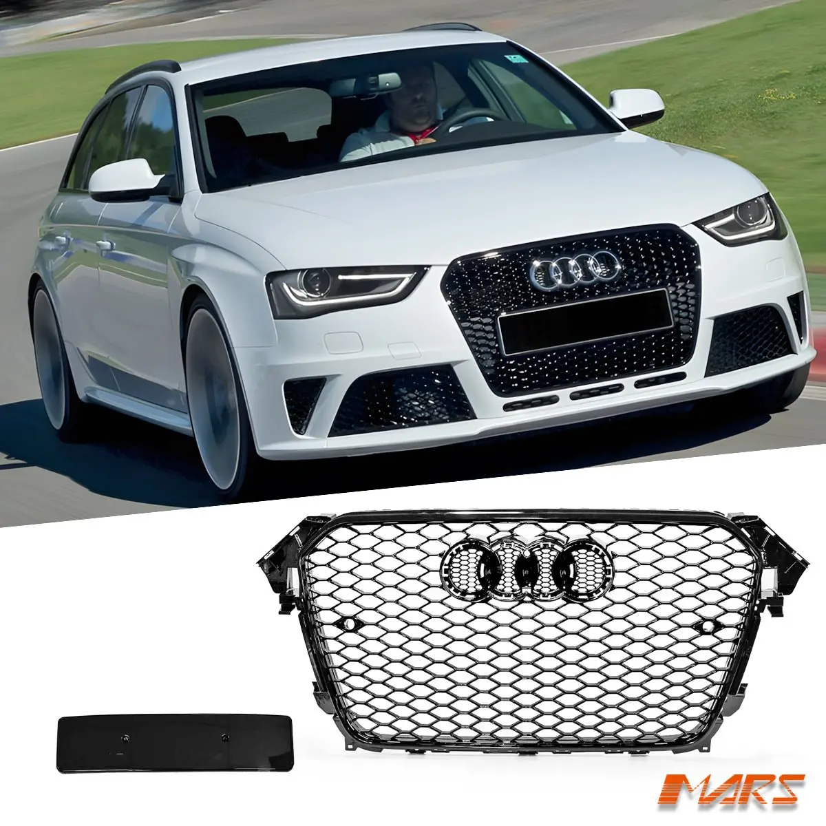 Gloss Black Honeycomb Rs4 Style Front Bumper Bar Grille Grill Bodykit For Audi A4 B8 2012-2016 1