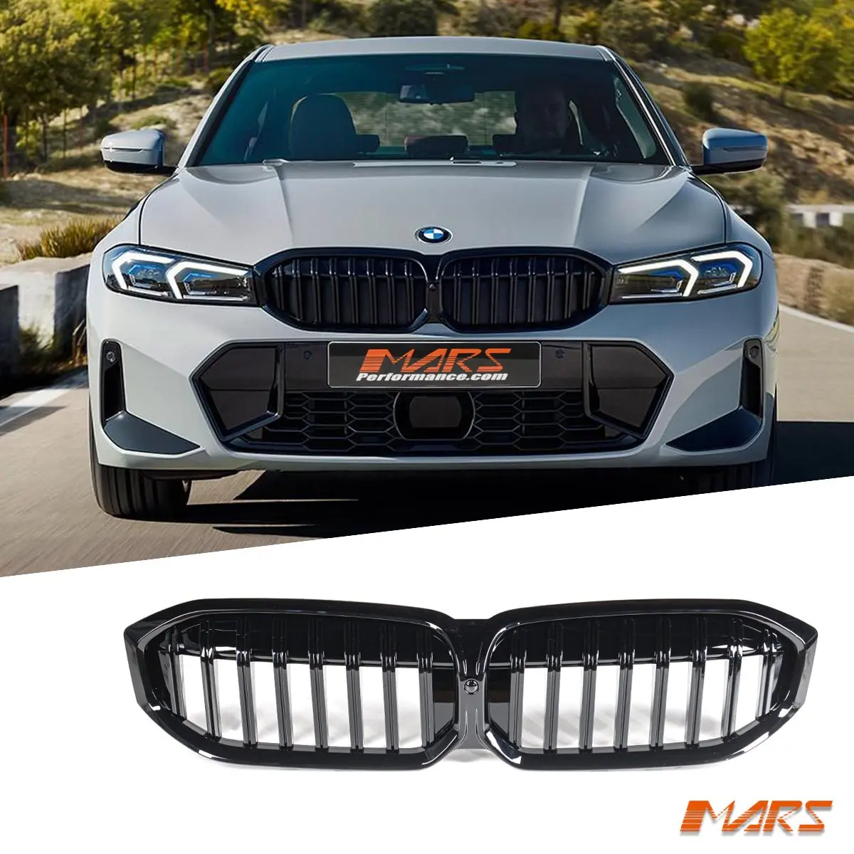 Gloss Black M Sport Style Front Bumper Bar Grill Grille Bodykit For Bmw 3-Series G20 Sedan & G21 Wagon, Lci 2022-2026 1
