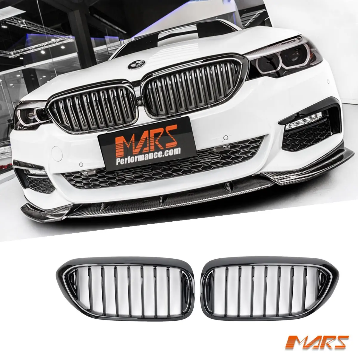 Gloss Black M Sport Style Front Bumper Bar Kidney Grille Grill Bodykit For Bmw 5 Series G30 Sedan & G31 Wagon Pre Lci 2017-2020 1