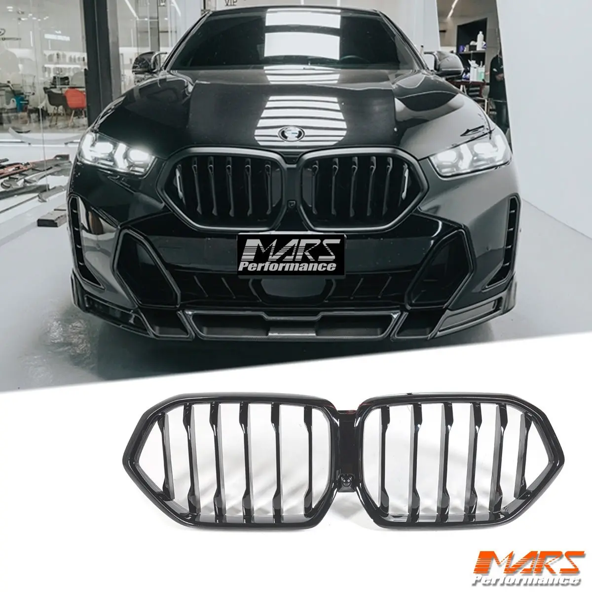 Gloss Black M Sport Style Front Bumper Bar Kidney Grille Grill Bodykit For Bmw X6 G06 2019-2025 1