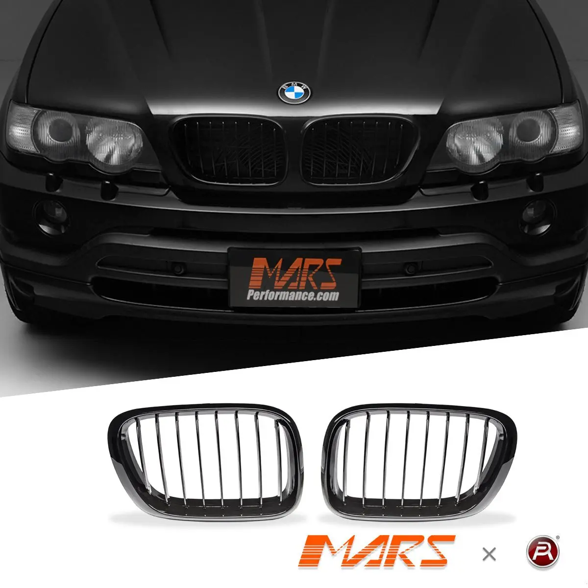 Gloss Black M Style Front Kidney Grille Grill Bodykit For Bmw X5 E53 2000-2003 Pre Lci 1