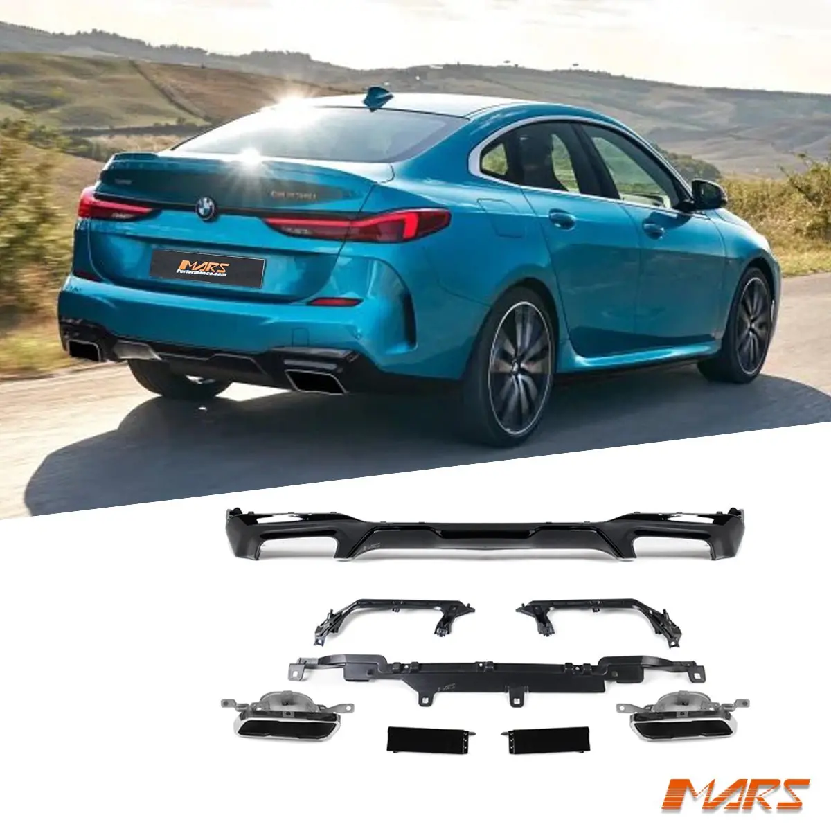 Gloss Black M235i Performance Style Rear Bumper Bar Diffuser Spoiler Bodykit & Exhaust Tips For Bmw 2 Series F44 M Sport Gran Coupe 2019-2024 1