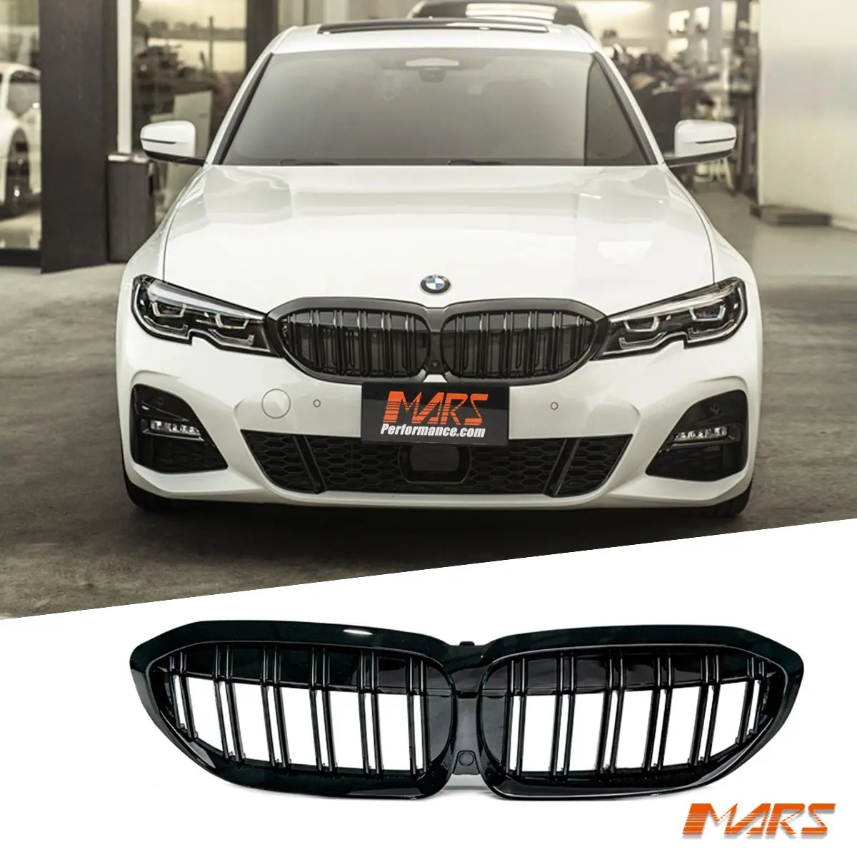 Gloss Black M3 Style Front Bumper Bar Grill Grille For Bmw 3-Series G20 Sedan & G21 Wagon, Pre Lci 2018-2022 1