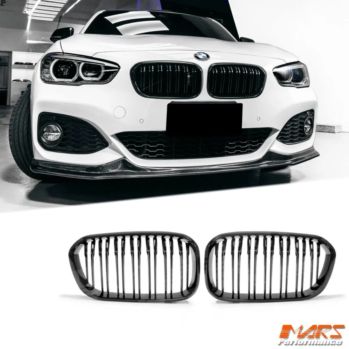 Gloss Black M4 Style Front Bumper Bar Kidney Grille Grill Bodykit For Bmw 1 Series F20 Hatch Lci 2015-2019 1