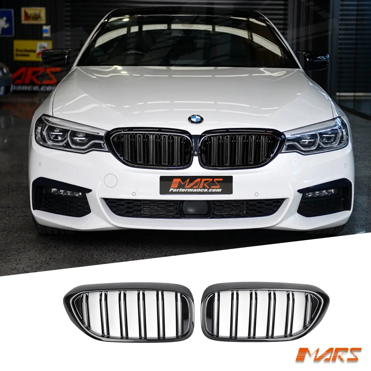 Gloss Black M5 Style Front Bumper Bar Kidney Grille Grill Bodykit For Bmw 5 Series G30 Sedan & G31 Wagon Pre Lci 2017-2020 1