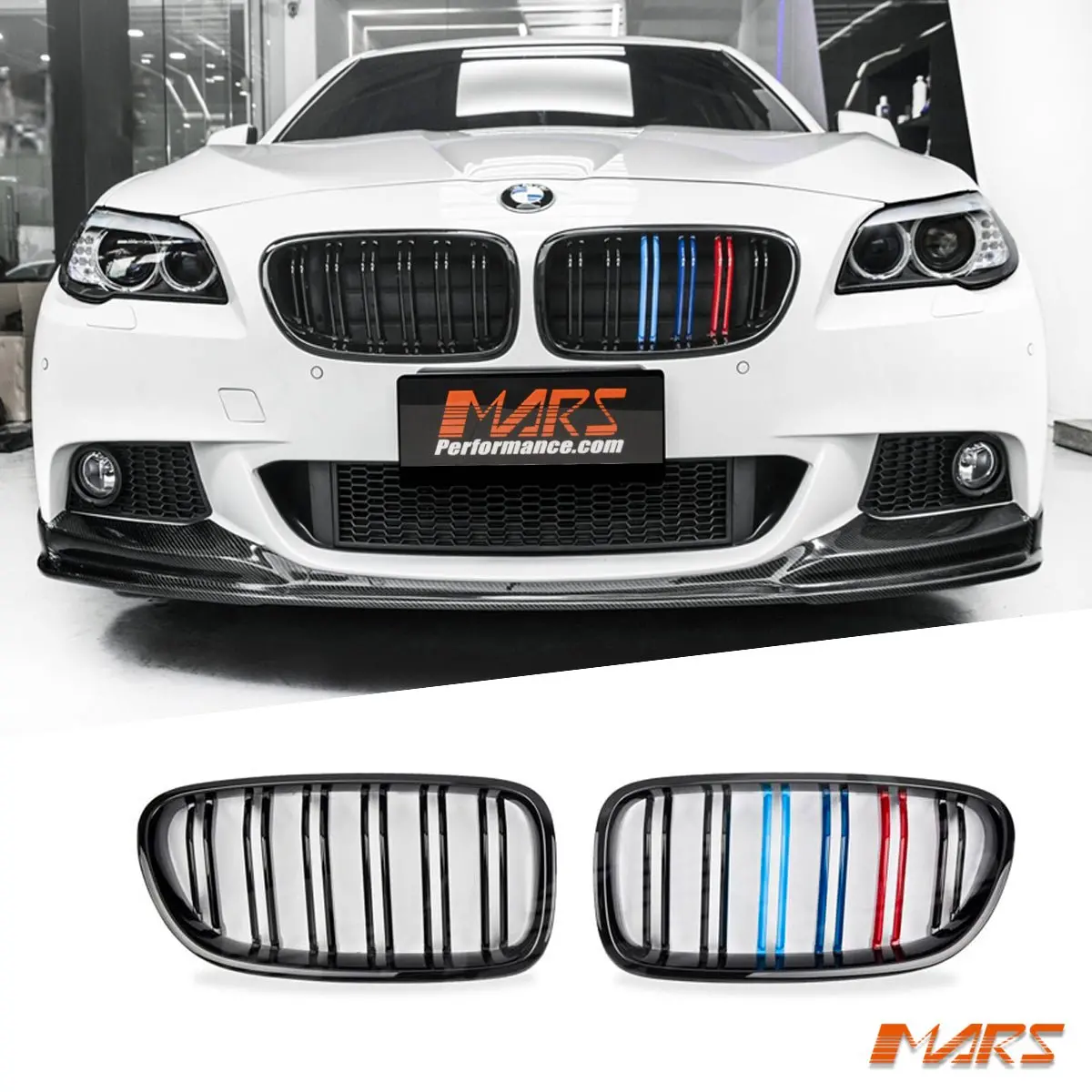 Gloss Black M5 Style Front Bumper Bar Kidney Grille With Colour Stripes For Bmw 5 Series F10 & F11 2010-2016 1