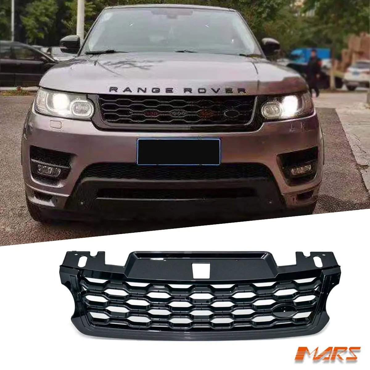 Gloss Black My18 Svr Style Front Bumper Bar Grille Grill Bodykit For Land Rover Range Rover Sport L494 2013-2017 1