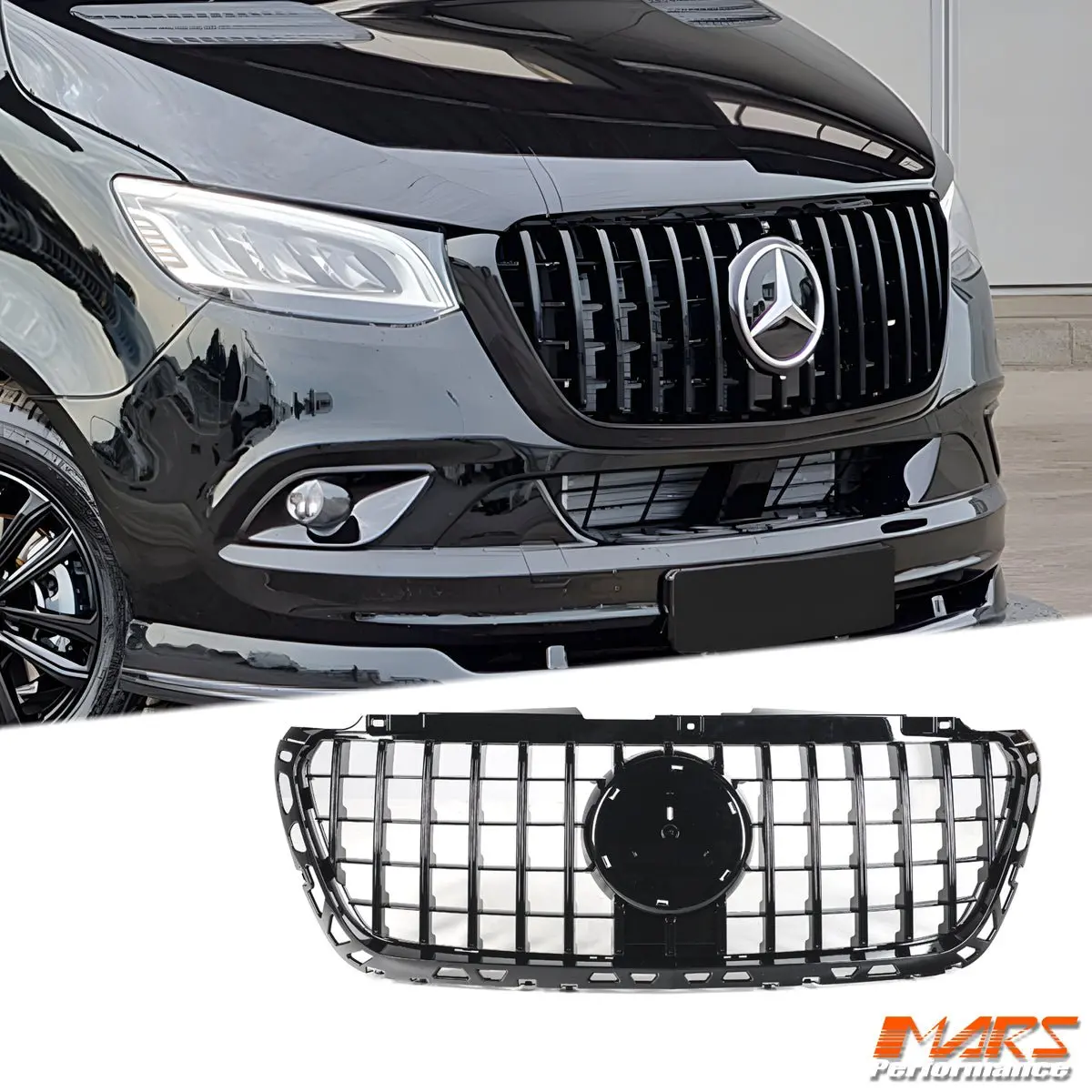 Gloss Black Amg Panamericana Style Bumper Bar Grill Grille Bodykit For Mercedes-Benz Sprinter W907 2018-2025 1