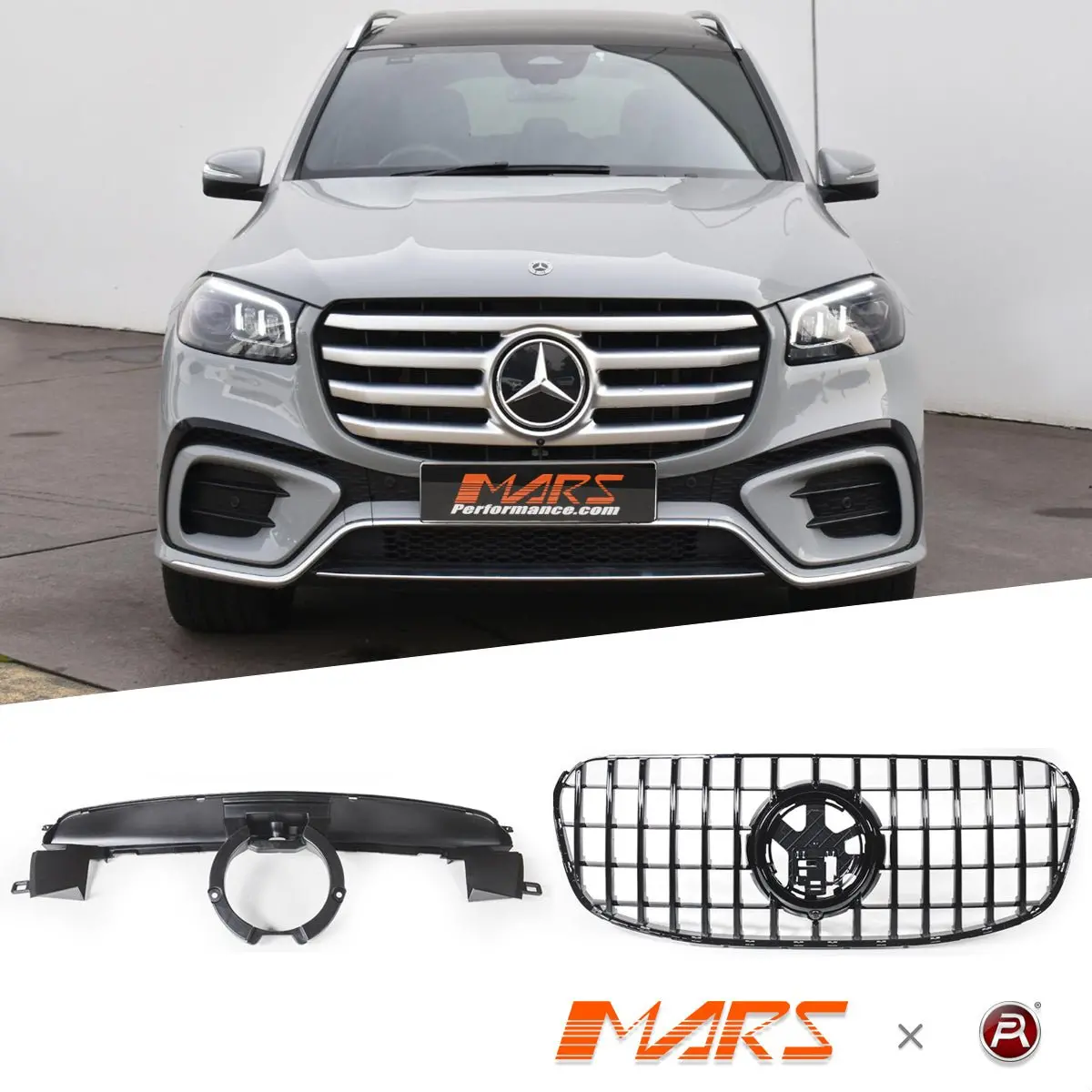 Gloss Black Panamericana Front Bumper Bar Grill Grille Bodykit For Mercedes-Benz Gls Class X167 2023-2025 1