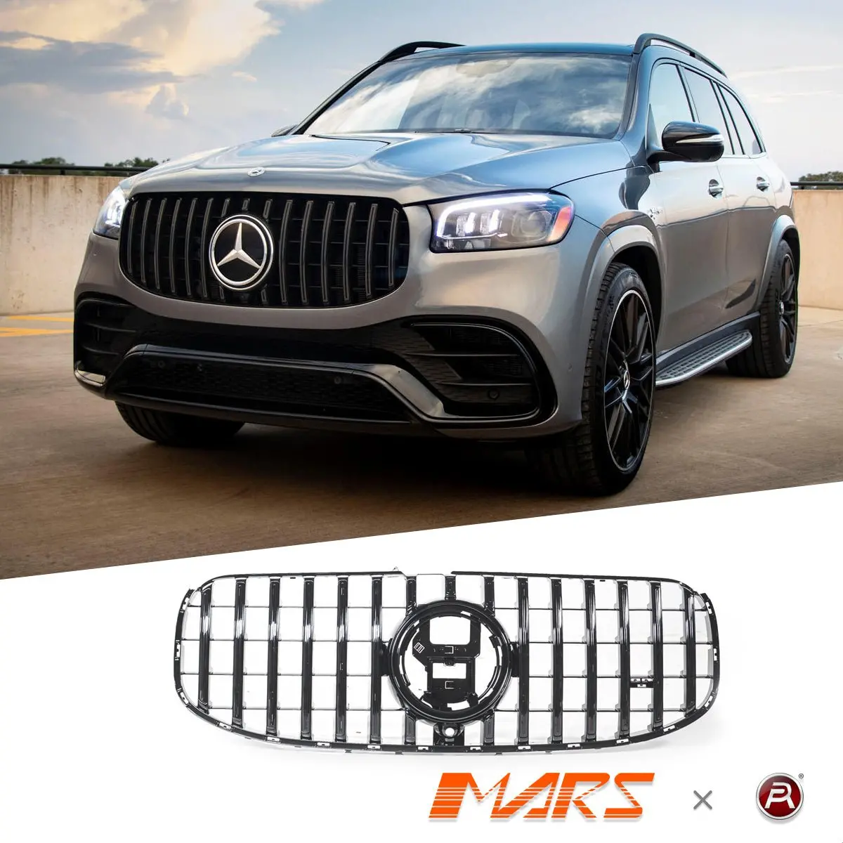 Gloss Black Panamericana Front Bumper Bar Grille Grill Bodykit For Mercedes-Benz X167 Gls-Class Gls63 Amg 2020-2025 1
