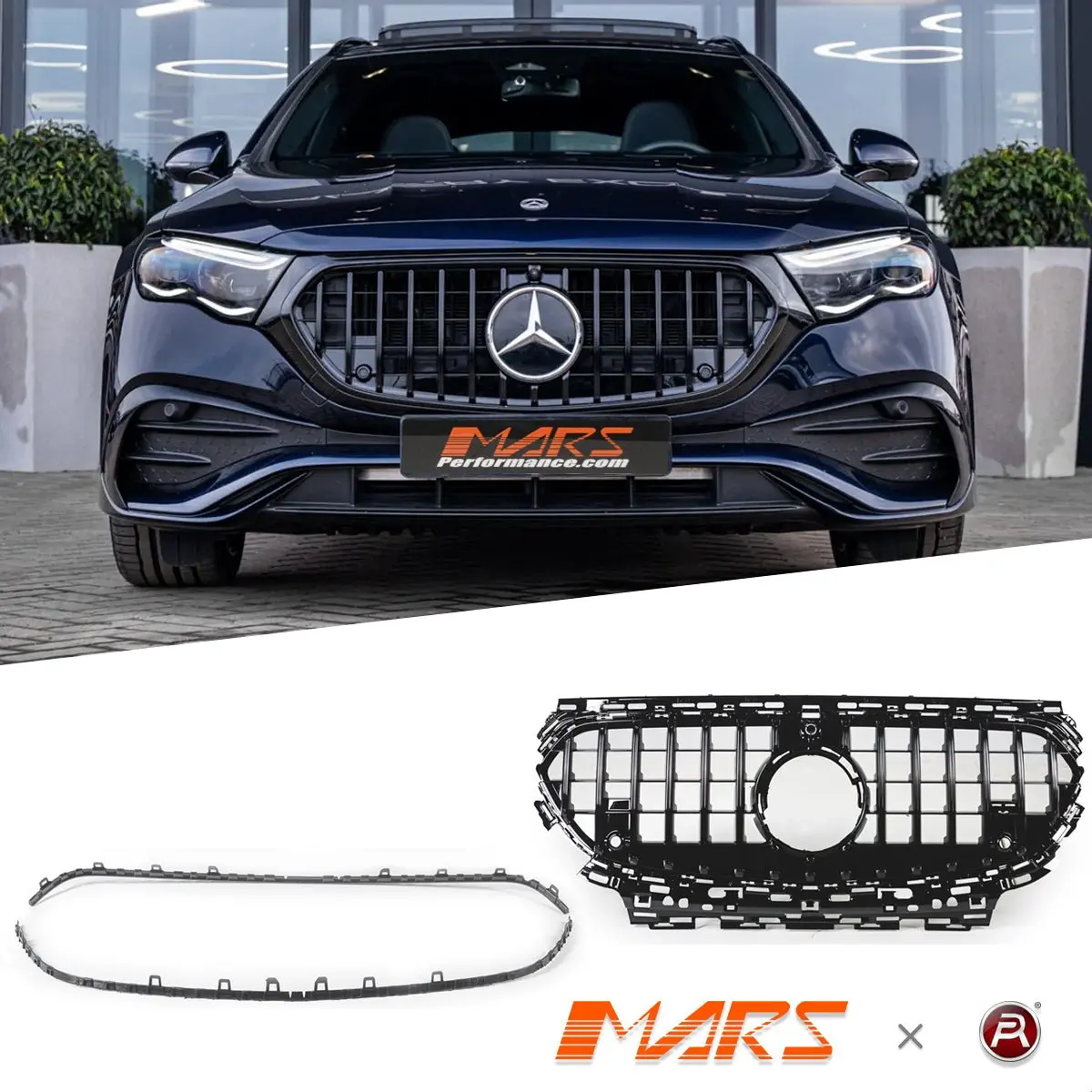 Gloss Black Panamericana Style Front Bumper Bar Grille Grill Bodykit For Mercedes-Benz E-Class W214 & E53 Amg 2023-2025 1