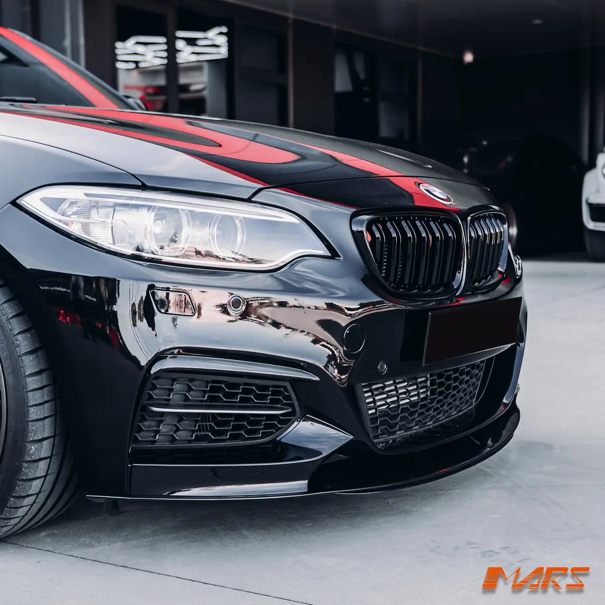 Gloss Black Performance Front Bumper Bar Splitters & Lip Spoiler Bodykit For Bmw F22 F23 2-Series M Sport 2014-2021 1