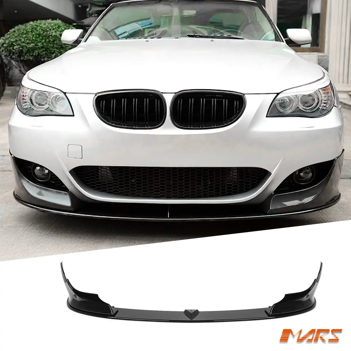 Gloss Black Performance Lip Spoiler & Splitters Bodykit For Bmw 5-Series E60 E61 M Tech Sport Front Bumper Bar 1