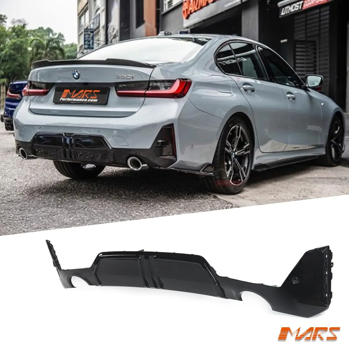 Gloss Black Performance Rear Bumper Bar Diffuser Bodykit For Bmw 3-Series G20 Sedan & G21 Wagon Lci 2021-2024 1