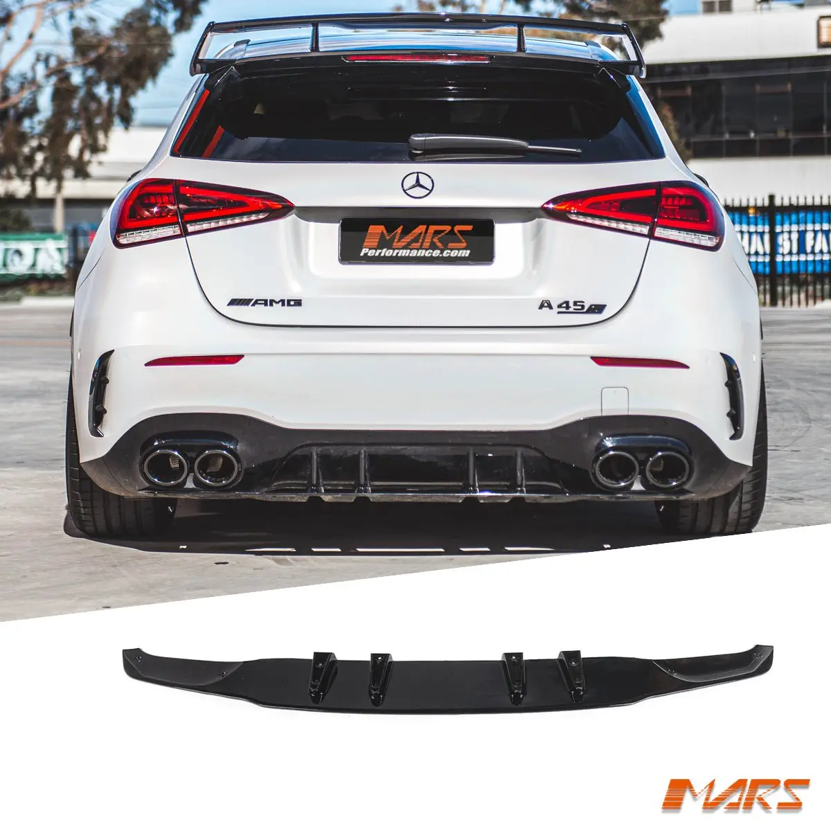 Gloss Black Rear Bumper Lower Diffuser Lip Spoiler Aero Bodykit For Mercedes-Benz A-Class W177 V177 A35 & A45 Amg 2019-2025 1