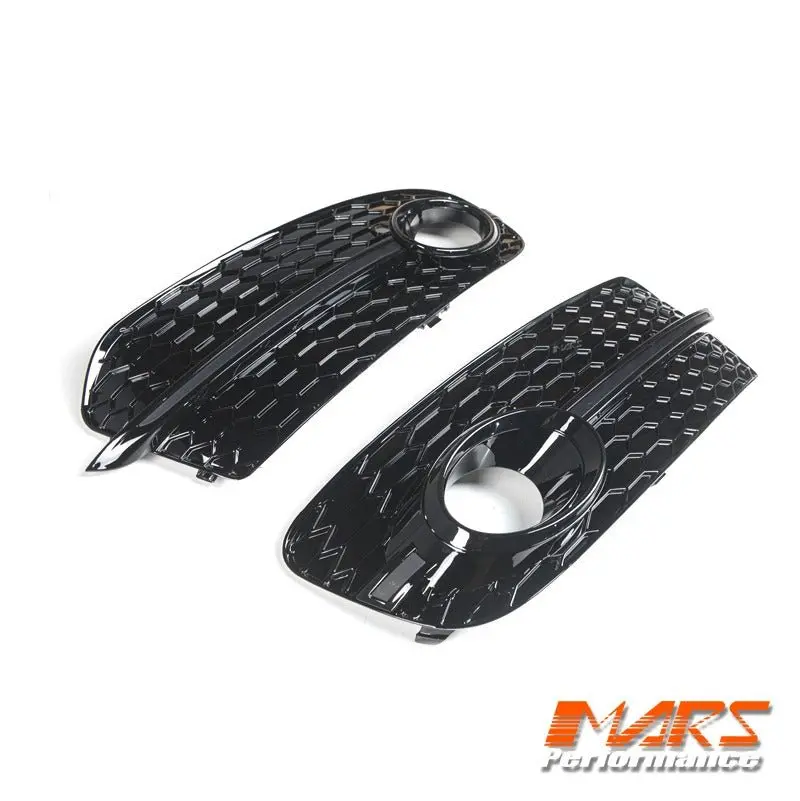 Gloss Black Rs-Q5 Style Front Bumper Bar Fog Lights Cover Grille Bodykit For Audi Q5 8R 2013-2016 1