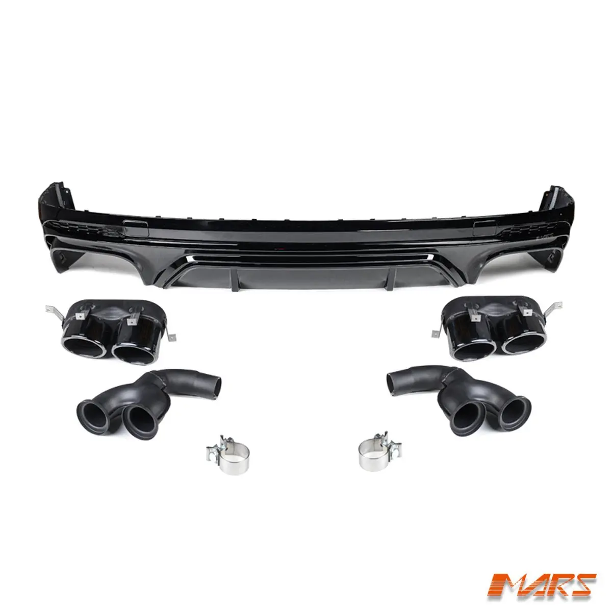 Gloss Black Sq5 Style Rear Bumper Bar Diffuser Bodykit & Exhaust Tips For Audi Q5 Sq5 Fy Suv 2017-2024 2
