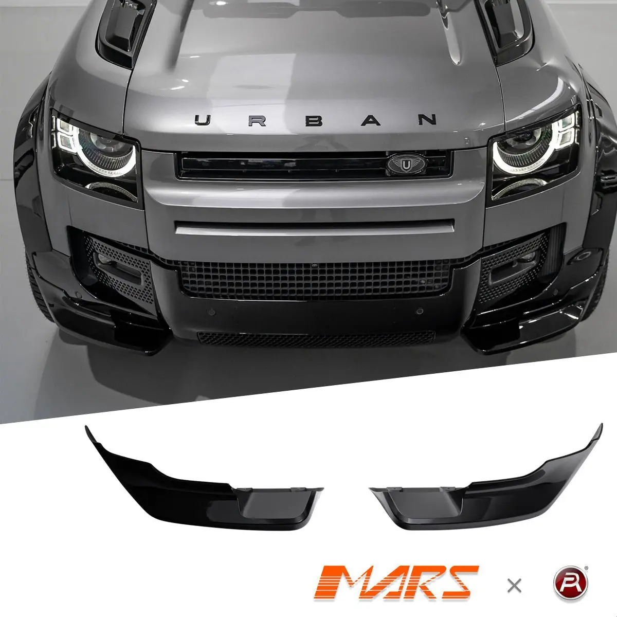 Gloss Black Urban Style Front Bumper Bar  Lower Corner Lip Spoiler Bodykit For Land Rover Defender L663 90 110 130 2020-2026 1