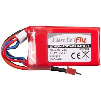 Gpmp 0821 Lipo 3S 11.1V 600Mah 25C Elctrfly W/Micro Plug 1