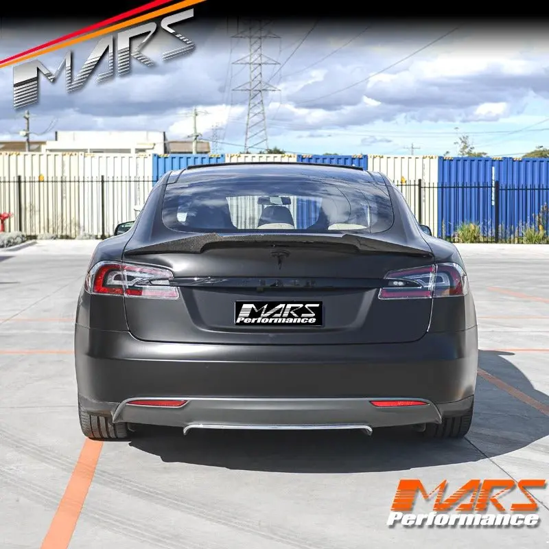 Gt-V Style Carbon Fibre Rear Trunk Boot Lip Spoiler Wing For Tesla Model S 2013-2018 1