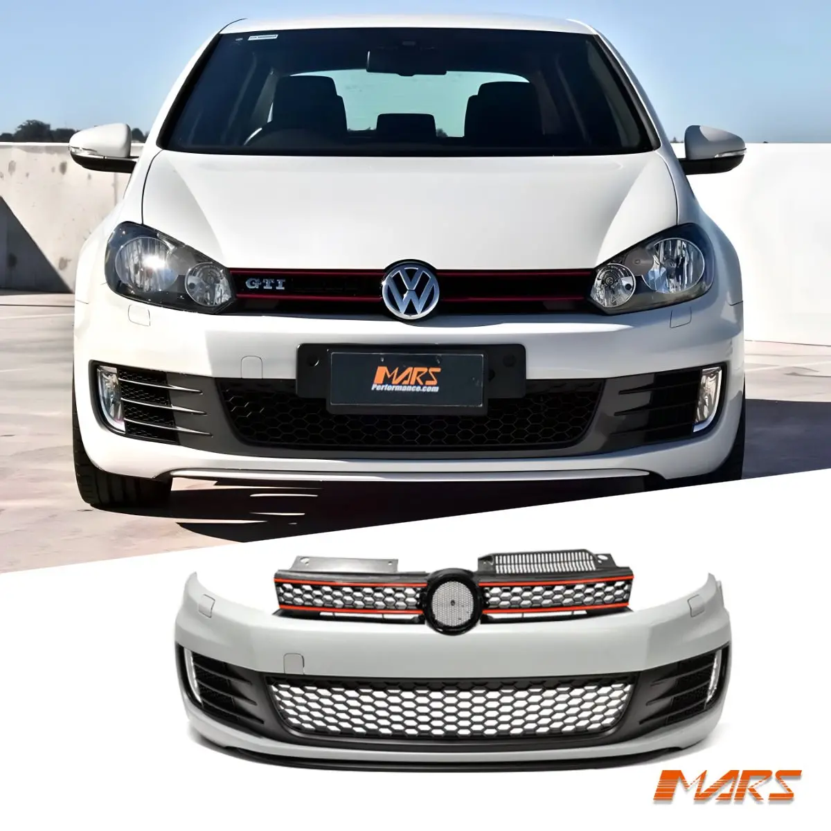 Gti Style Front Bumper Bar Bodykit With Grill & Fog Lights For Volkswagen Vw Golf Vi Mk-6 Bodykit 2009-2013 1