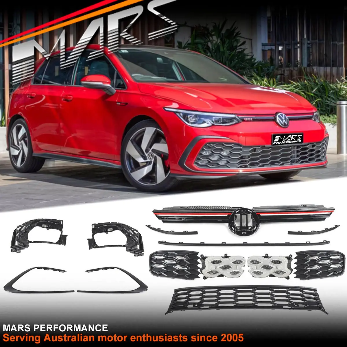 Gti Style Front Bumper Bar Updade Bodykit With Grill For Volkswagen Vw Golf R-Line Viii Mk-8 2021-2024 1