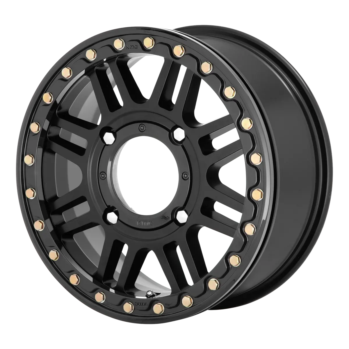 Kmc Wheels Ks250 Cage Beadlock Atv Satin Black With Gloss Black Ring 1