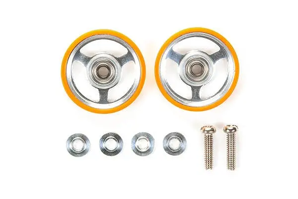 Tamiya 95349 Jr 17Mm Aluminum Rollers - W/Plastic Rings (Orange) 1
