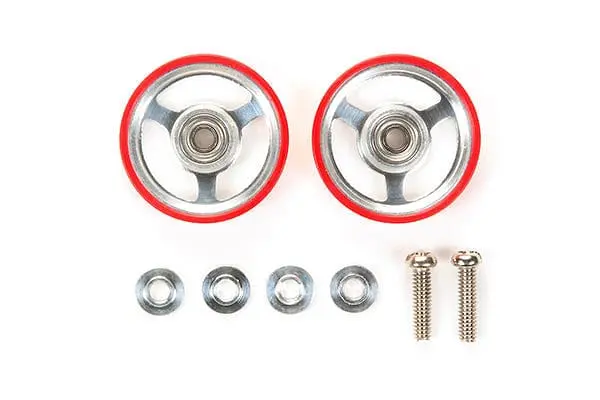 Tamiya 95347 Jr 17Mm Aluminum Rollers - W/Plastic Rings (Red) 1