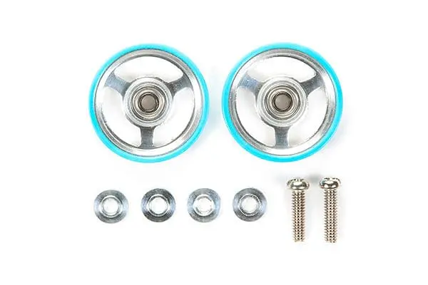 Tamiya 95348 Jr 17Mm Aluminum Rollers - W/Plastic Rings (L. Blue) 1