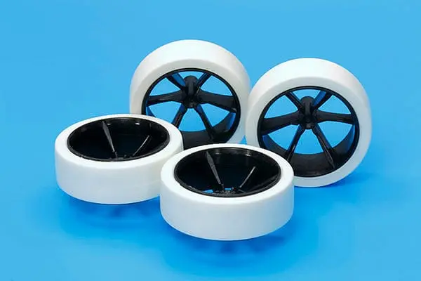 Tamiya 95371 Jr Hard Lg Dia Lp Tire/Wheels - Lp Tire/Carbon Wheel 6-Spoke 1