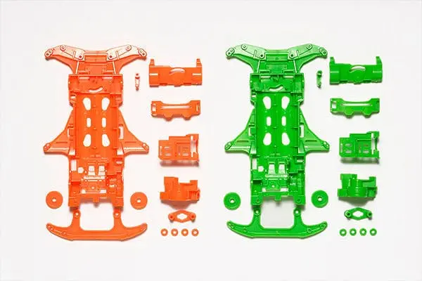 Tamiya 95355 Jr Fluorescent Chassis Set - Vs Chassis (Orange/Green) 1