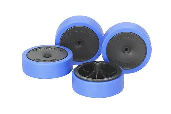 Tamiya 95369 Jr Hard Lg Dia Lp Tire/Wheels - Lp Tire/Carbon Wheel Set 1