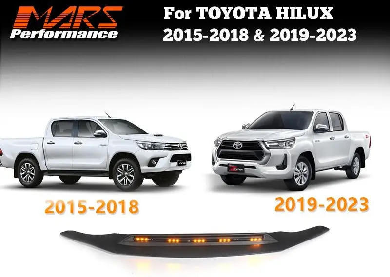 Hood Bonnet Protector Guard Trim Bodykit With Led Drl Lights For Toyota Hilux Revo 2015 To 2024 1